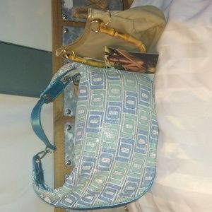 Jlo lot of two hand bags gold and electric blue